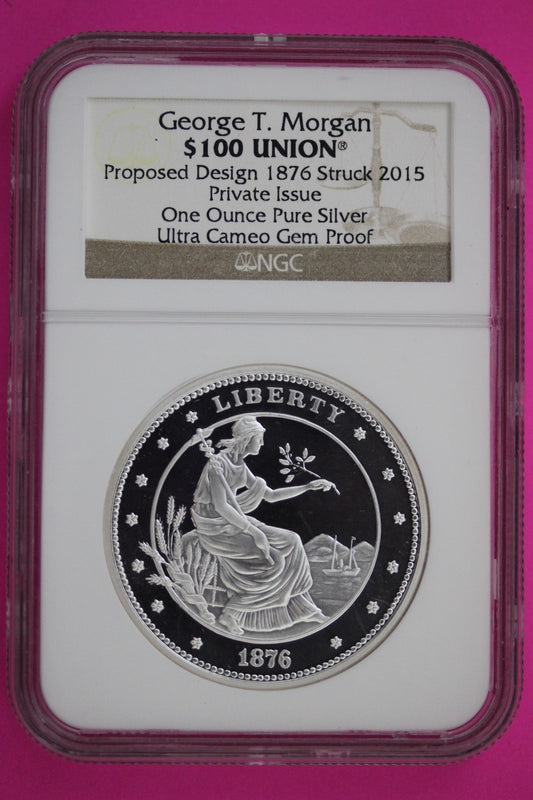 2015 Silver Proof .999 Morgan Proposed Design $100 Union Private Issue 1 OZ 909