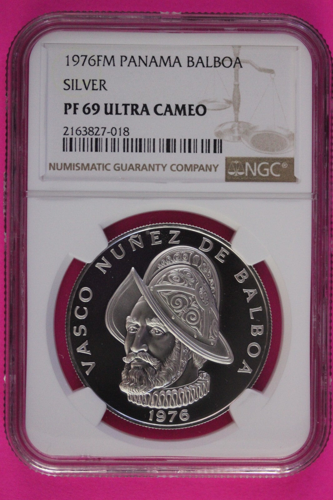 1976 Panama PF 69 Ultra Cameo Proof Silver Balboa NGC Certified Graded Slab 1001