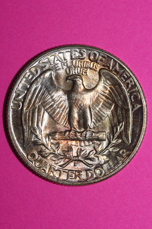 Toned 1942 D George Washington Silver Quarter Coin Guaranteed Authentic 1053