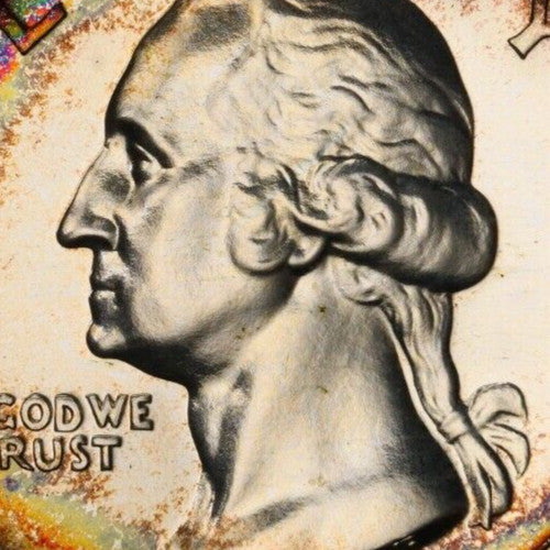 Rainbow Toned 1963 PR 66 George Washington Quarter PCGS Trueview Slab 424