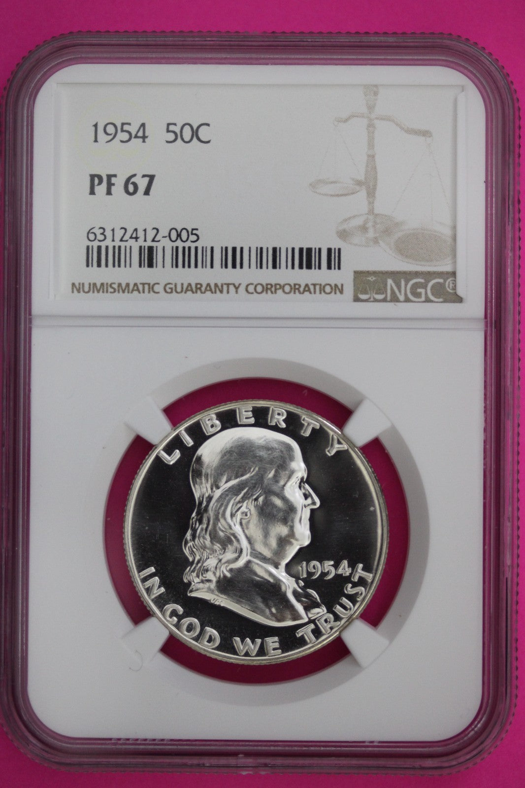 1954 PF 67 Ben Franklin Silver Half Dollar NGC Certified Graded Authentic 274
