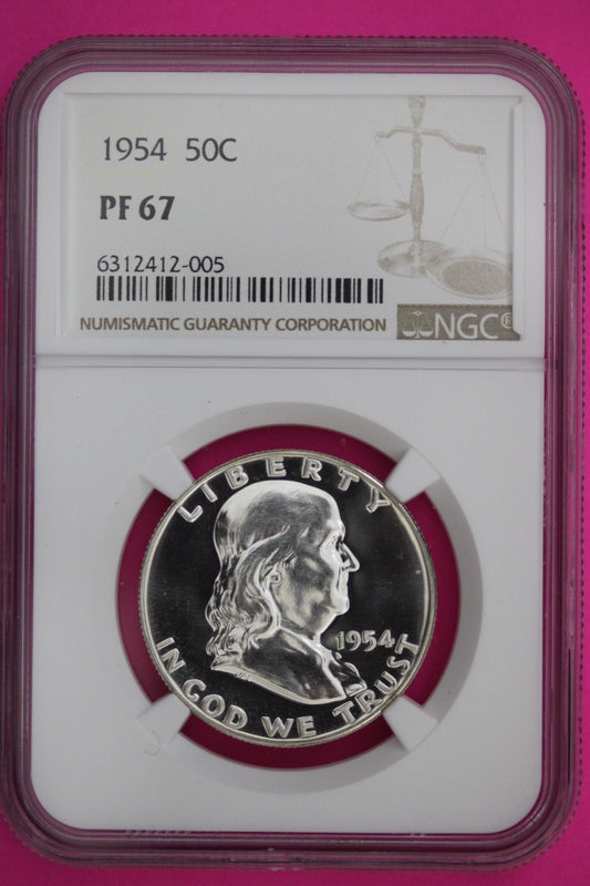 1954 PF 67 Ben Franklin Silver Half Dollar NGC Certified Graded Authentic 274