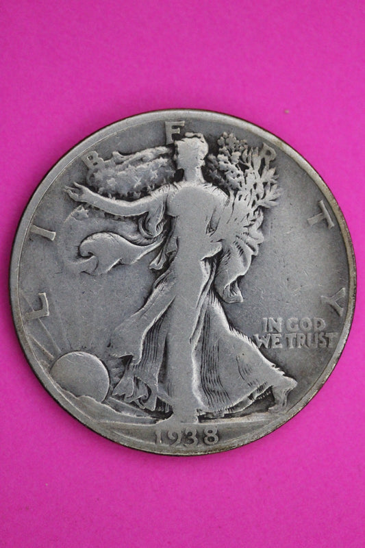 1938 D Walking Liberty Silver Half Dollar Guaranteed Authentic Genuine Coin 2349