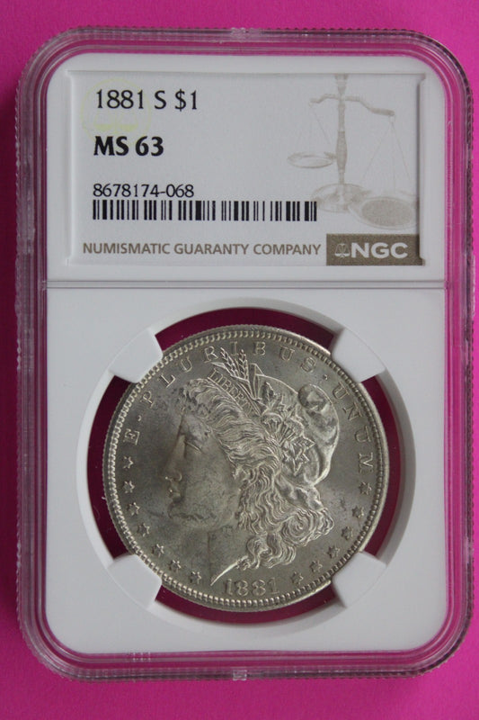 1881 S MS 63 Liberty Morgan Silver Dollar NGC Certified Graded Authentic 779