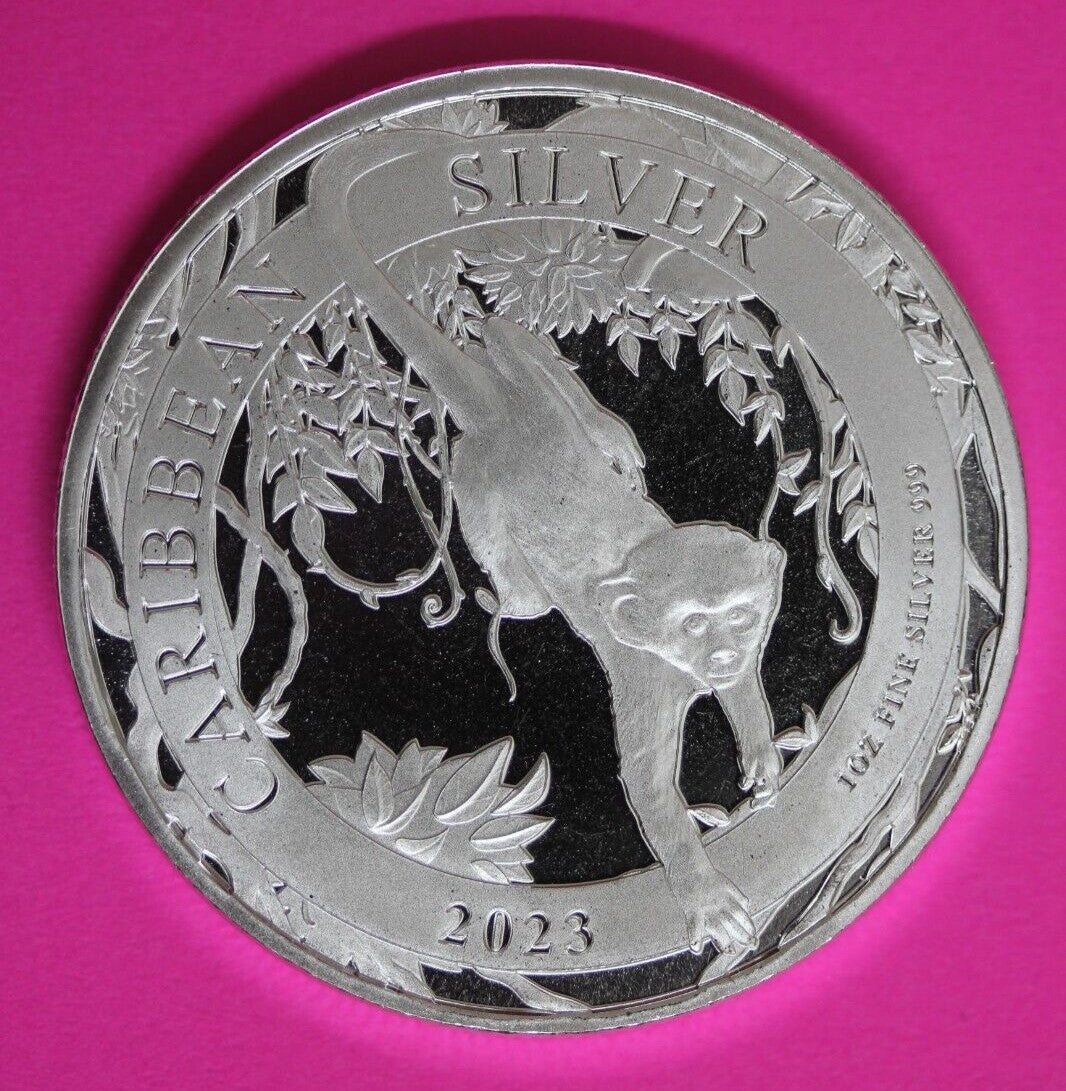 Gem BU 2023 Barbados Monkey 1 OZ Silver Coin .999 Fine $1.00 Same Coin In Pic 19