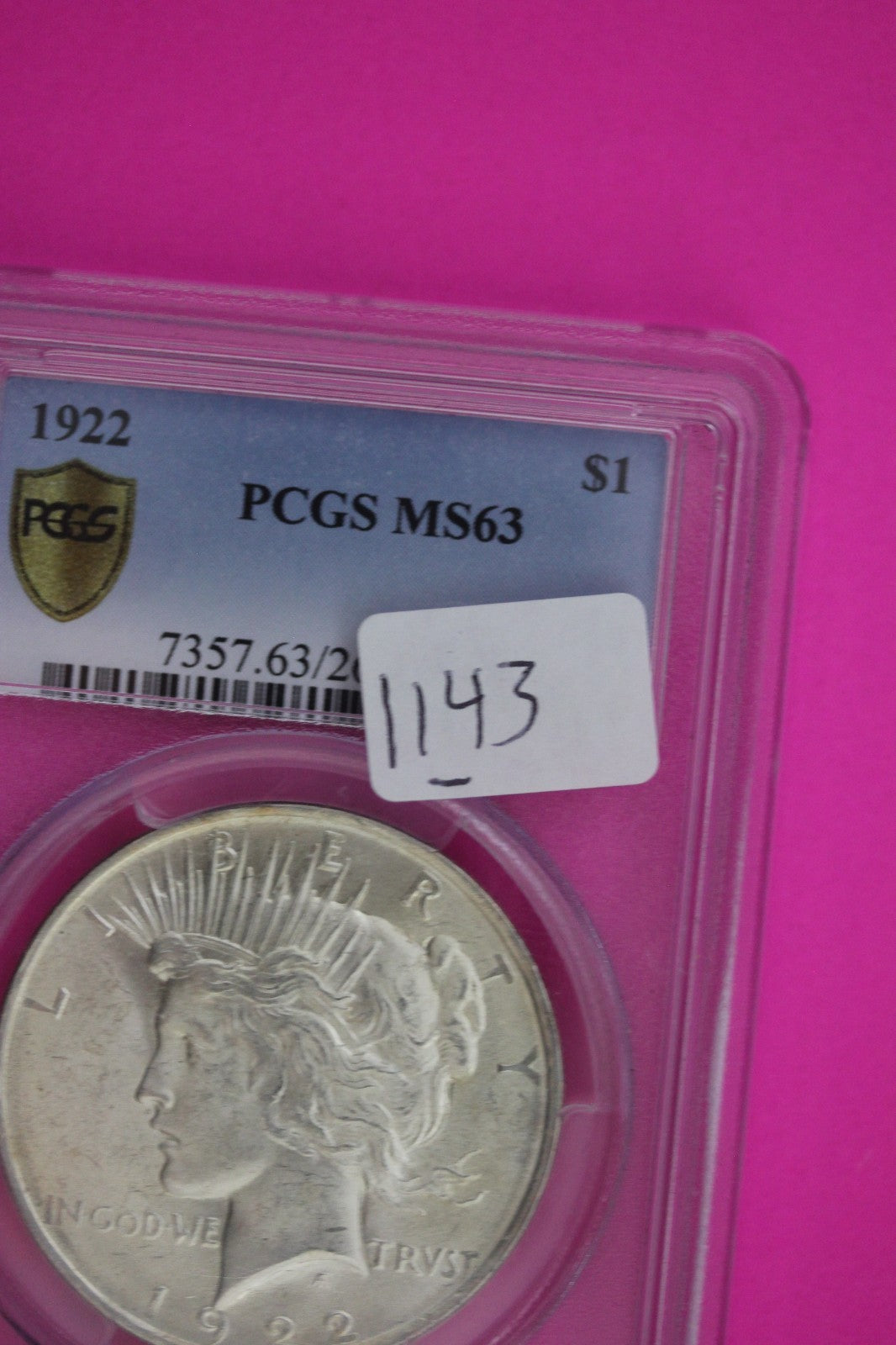 1922 P MS 63 Liberty Peace Silver Dollar PCGS Certified Graded Authentic 1143