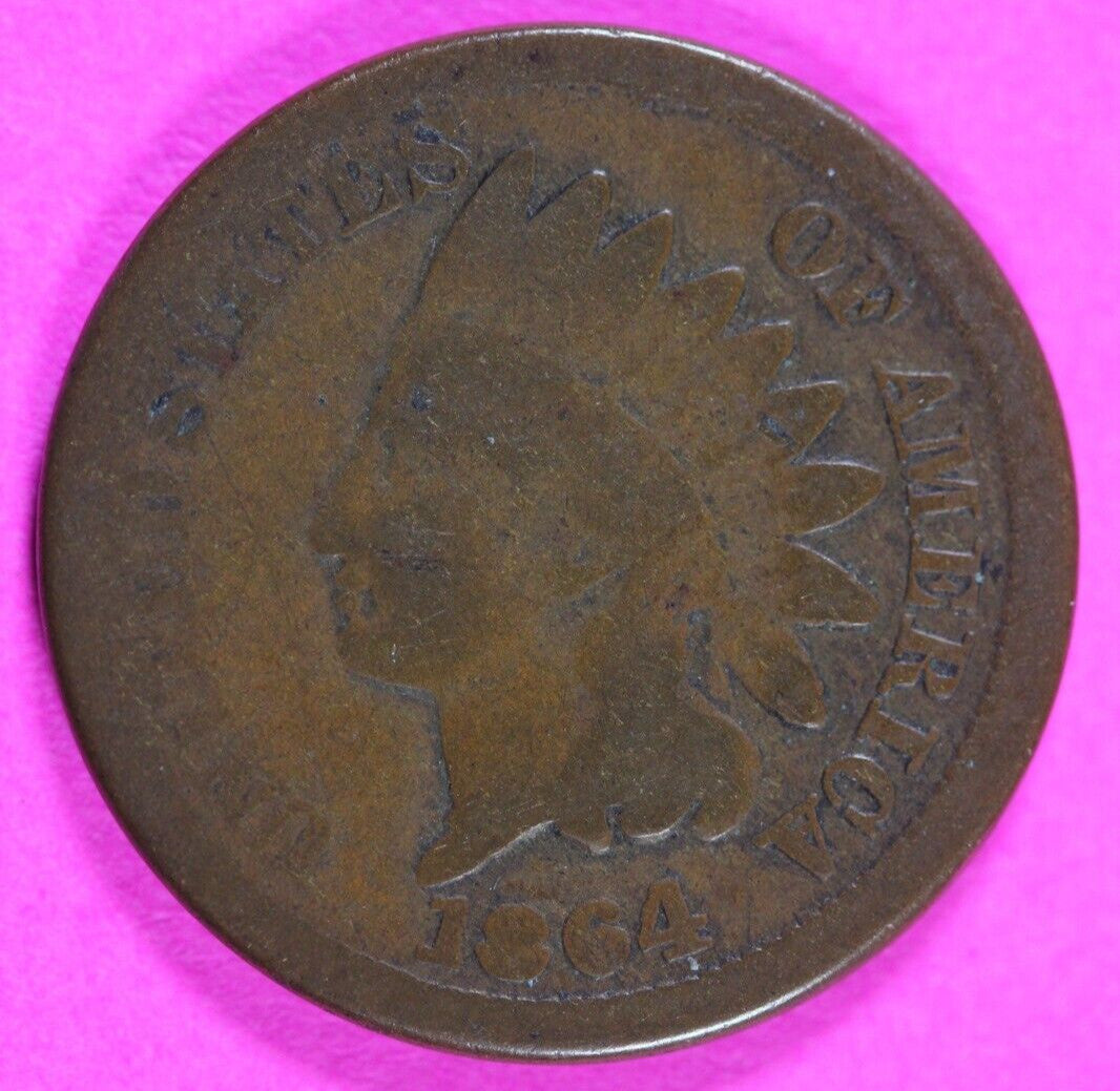 1864 Bronze Indian Head Cent Penny Rare Early Type Coin Exact Coin Pictured 235