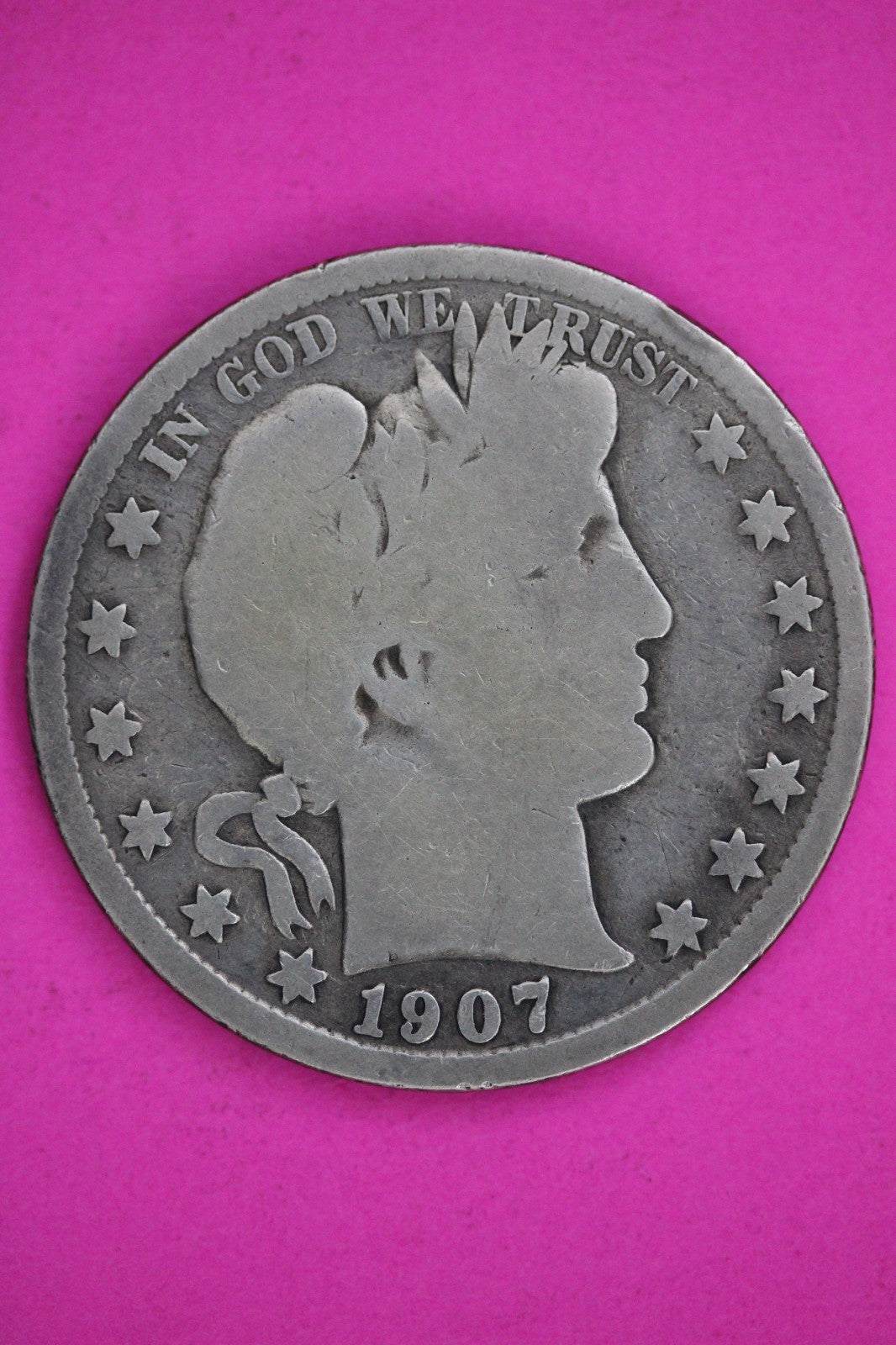 1907 S Barber Liberty Silver Half Dollar Guaranteed Authentic Genuine Coin 2860