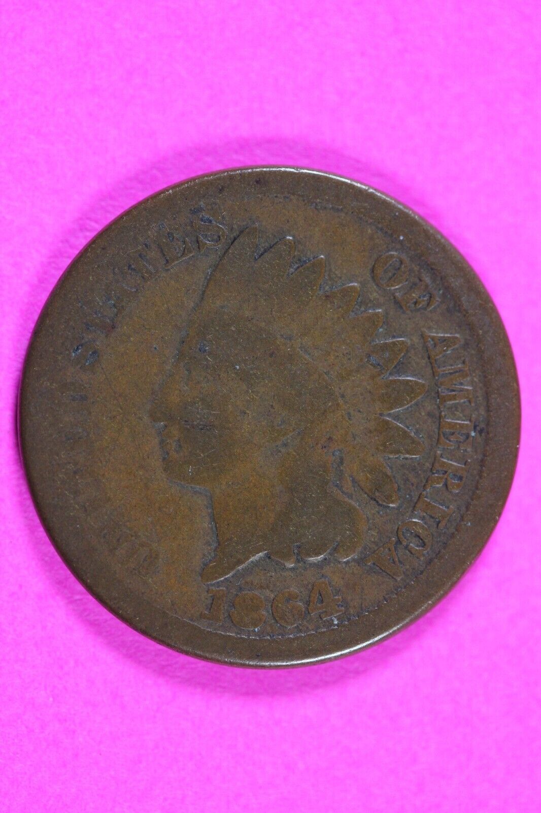 1864 Bronze Indian Head Cent Penny Rare Early Type Coin Exact Coin Pictured 235