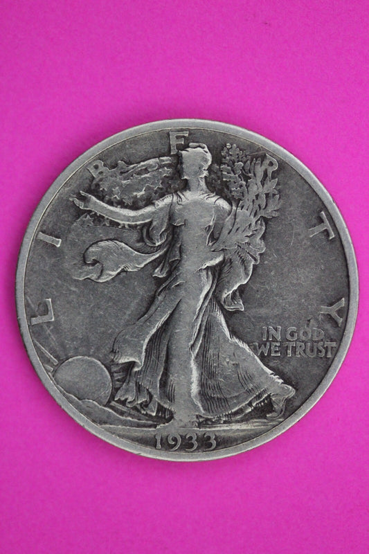 1933 S Walking Liberty Half Dollar Scarce Semi Key Date Silver Coin 156