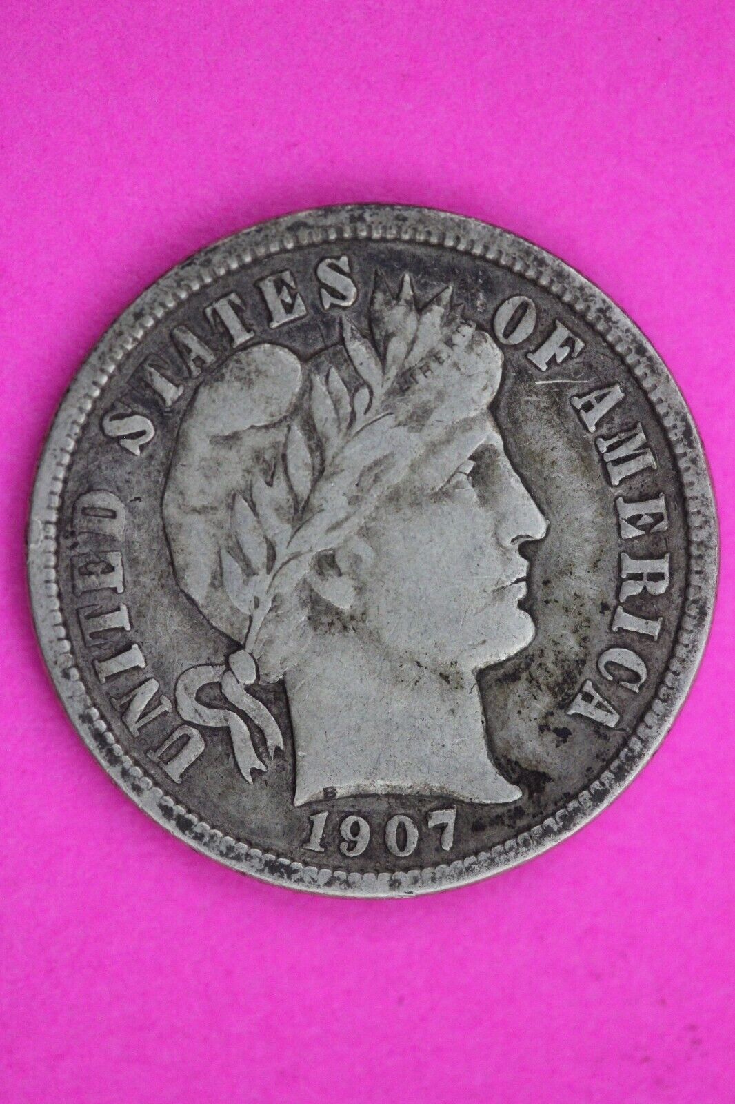 1907 D Barber Liberty Dime Scarce Semi Key Date Silver Coin Free Shipping 0068