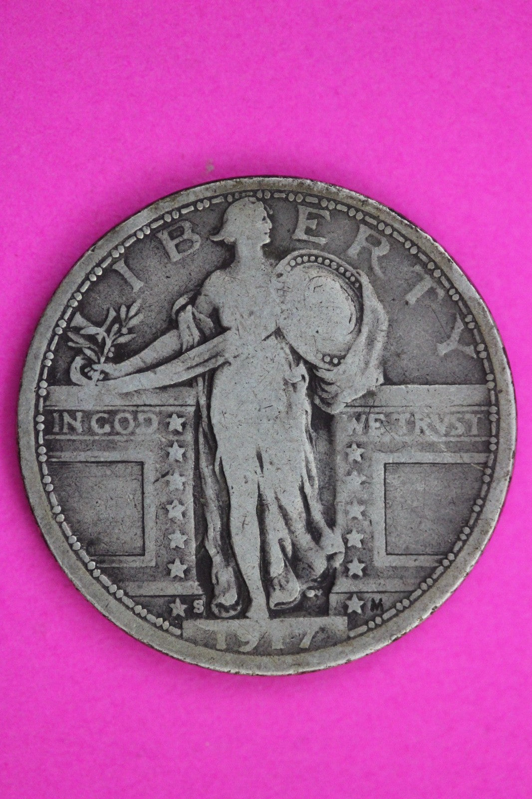 1917 S T1 Standing Liberty Silver Quarter Guaranteed Authentic Genuine Coin 1623