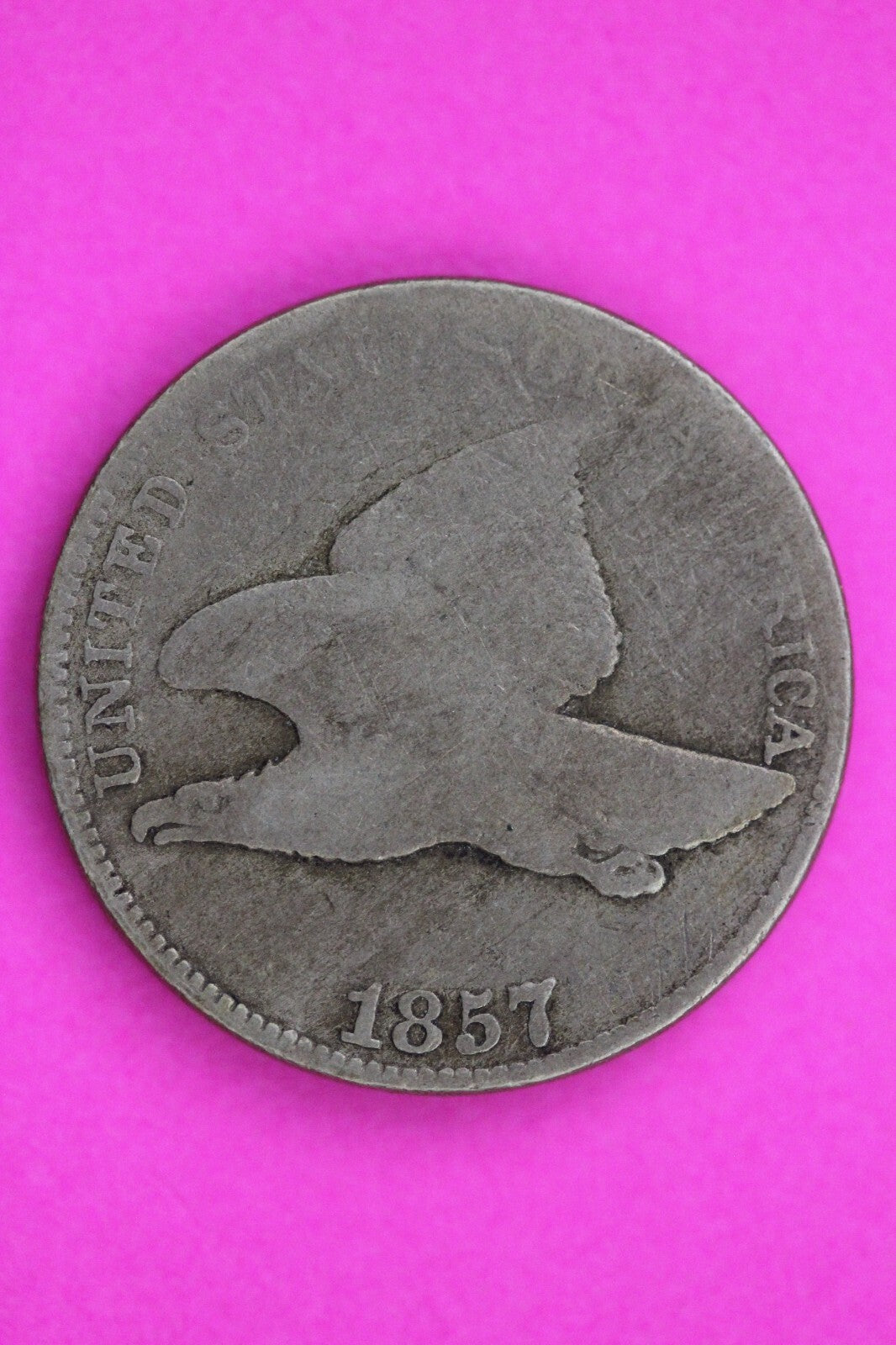 1857 Die of 1856 Flying Eagle Cent Penny Guaranteed Authentic Free Shipping 1319