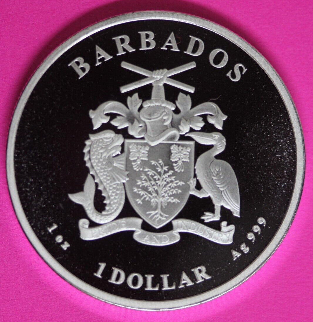 Gem BU 2023 Barbados Monkey 1 OZ Silver Coin .999 Fine $1.00 Same Coin In Pic 37