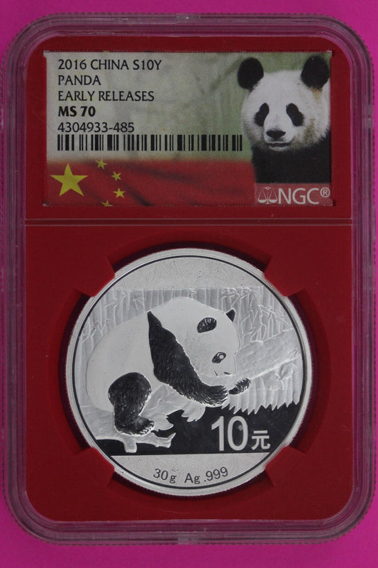 2016 MS 70 China Panda Early Releases 1 OZ Silver Coin NGC Graded Authentic 1155