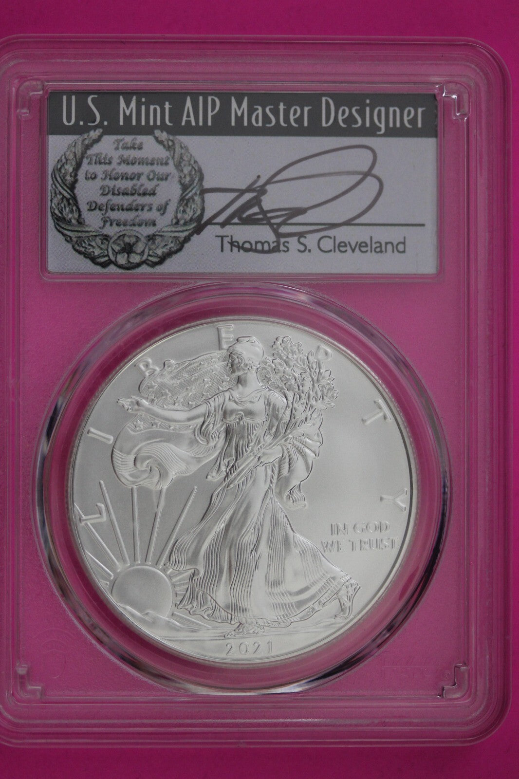 2021 T1 MS 70 Silver Eagle Thomas Cleveland PCGS Certified Graded Authentic 621