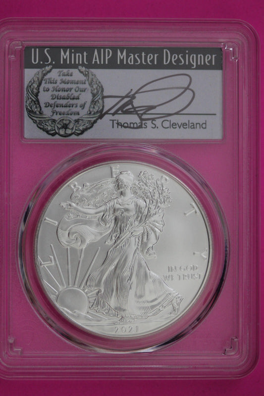 2021 T1 MS 70 Silver Eagle Thomas Cleveland PCGS Certified Graded Authentic 621