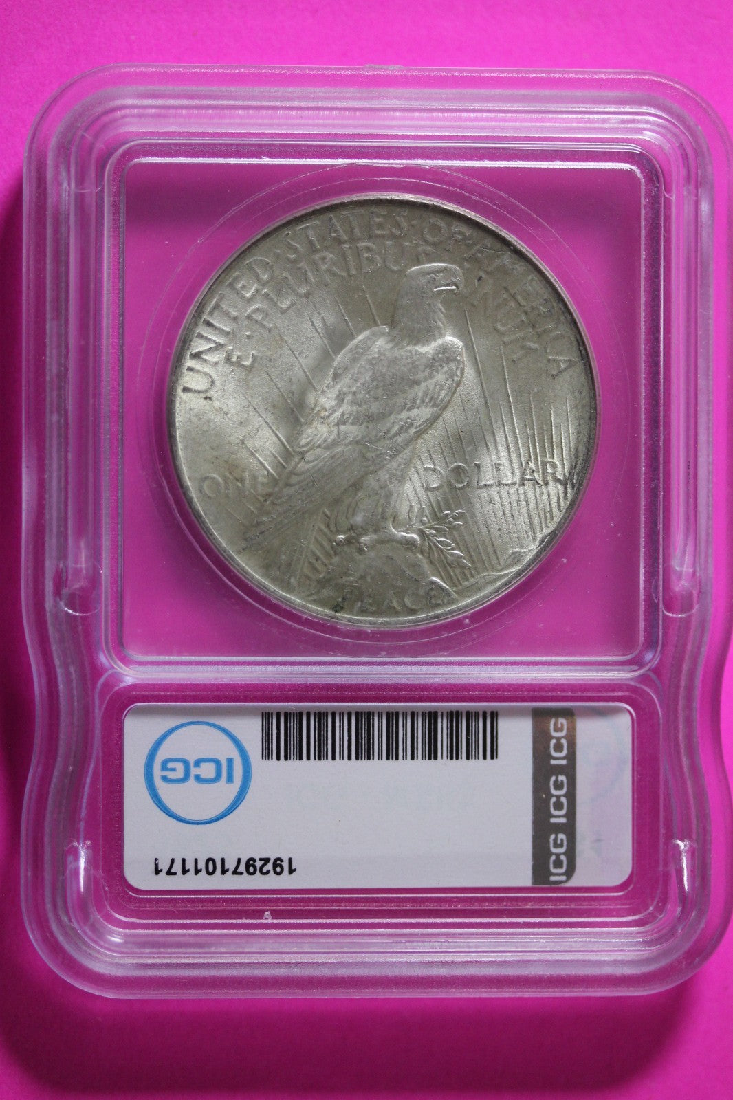 1923 P MS 63 Liberty Peace Silver Dollar ICG Graded Authentic Certified Slab 57