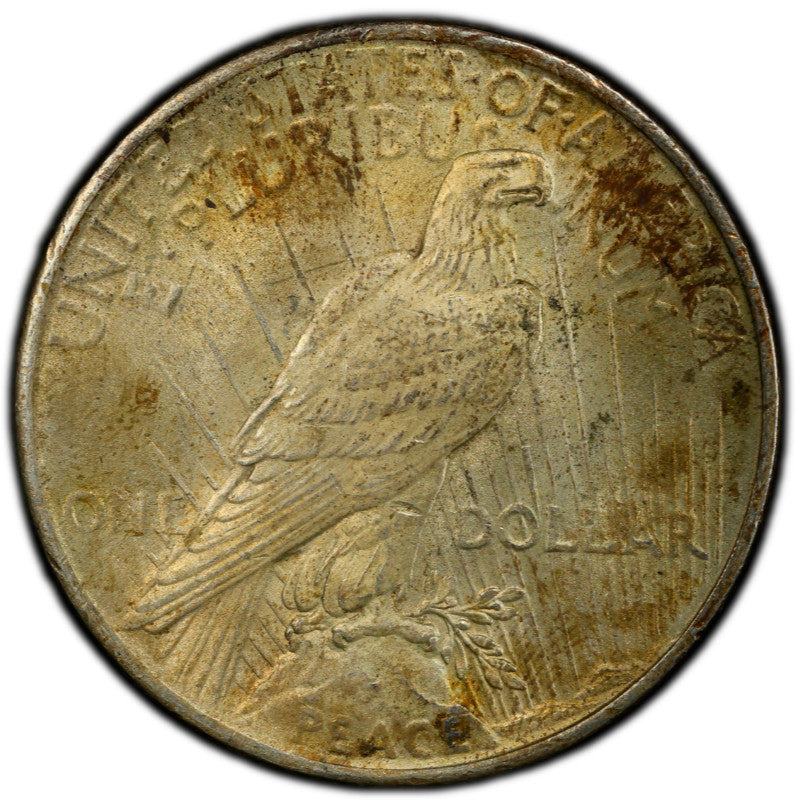 Toned 1925 P MS 63 Peace Silver Dollar PCGS Graded Certified Authentic Slab 390