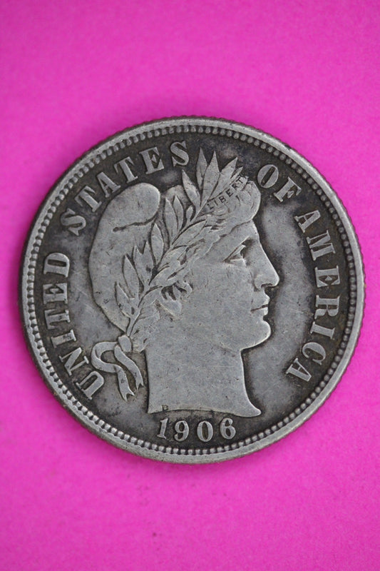 High Grade 1906 P Barber Liberty Dime Silver Coin Guaranteed Authentic Real 3012