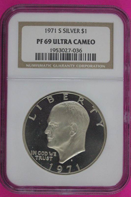 1971 S PR 69 UCAM Silver Ike Eisenhower Dollar NGC Certified Authentic Slab 42