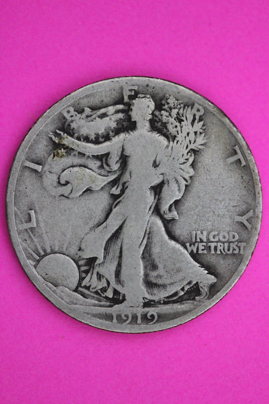 1919 D Walking Liberty Silver Half Dollar Guaranteed Authentic Genuine Coin 2351