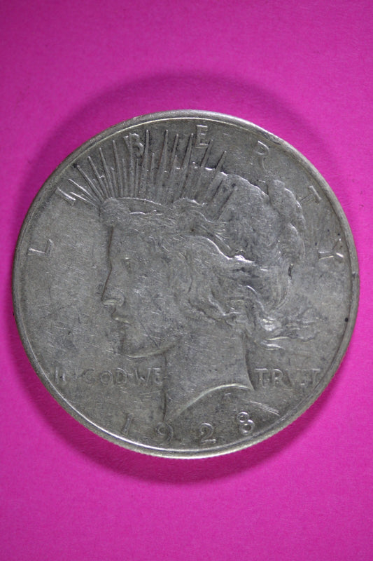 1928 S Peace Lady Liberty Semi Key Date Silver Dollar Guaranteed Authentic 2686