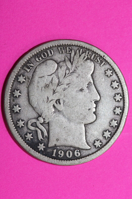 1906 O Barber Liberty Half Dollar Silver Semi Key Date Coin New Orleans Mint 52