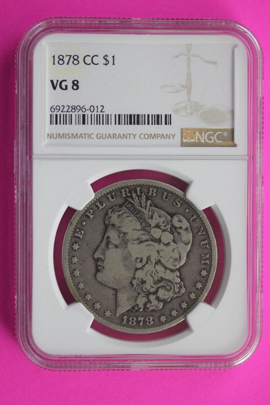 1878 CC VG 8 Liberty Morgan Silver Dollar NGC Certified Slab Free Shipping 673