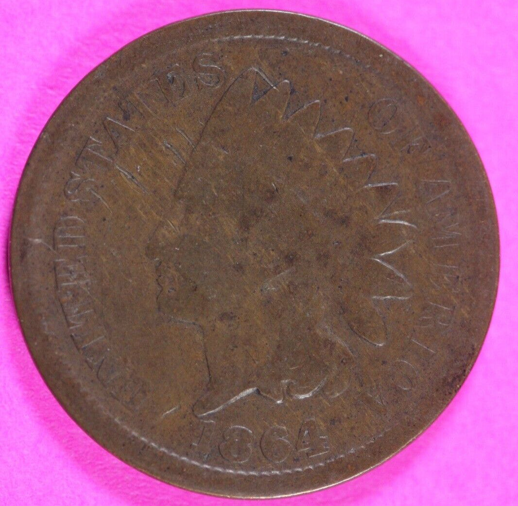 1864 Bronze Indian Head Cent Penny Rare Early Type Coin Exact Coin Pictured 211