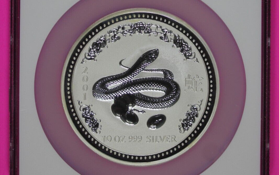 Top Pop Finest Known 2001 MS 69 10 OZ Silver Australia Year Of Snake NGC 7012