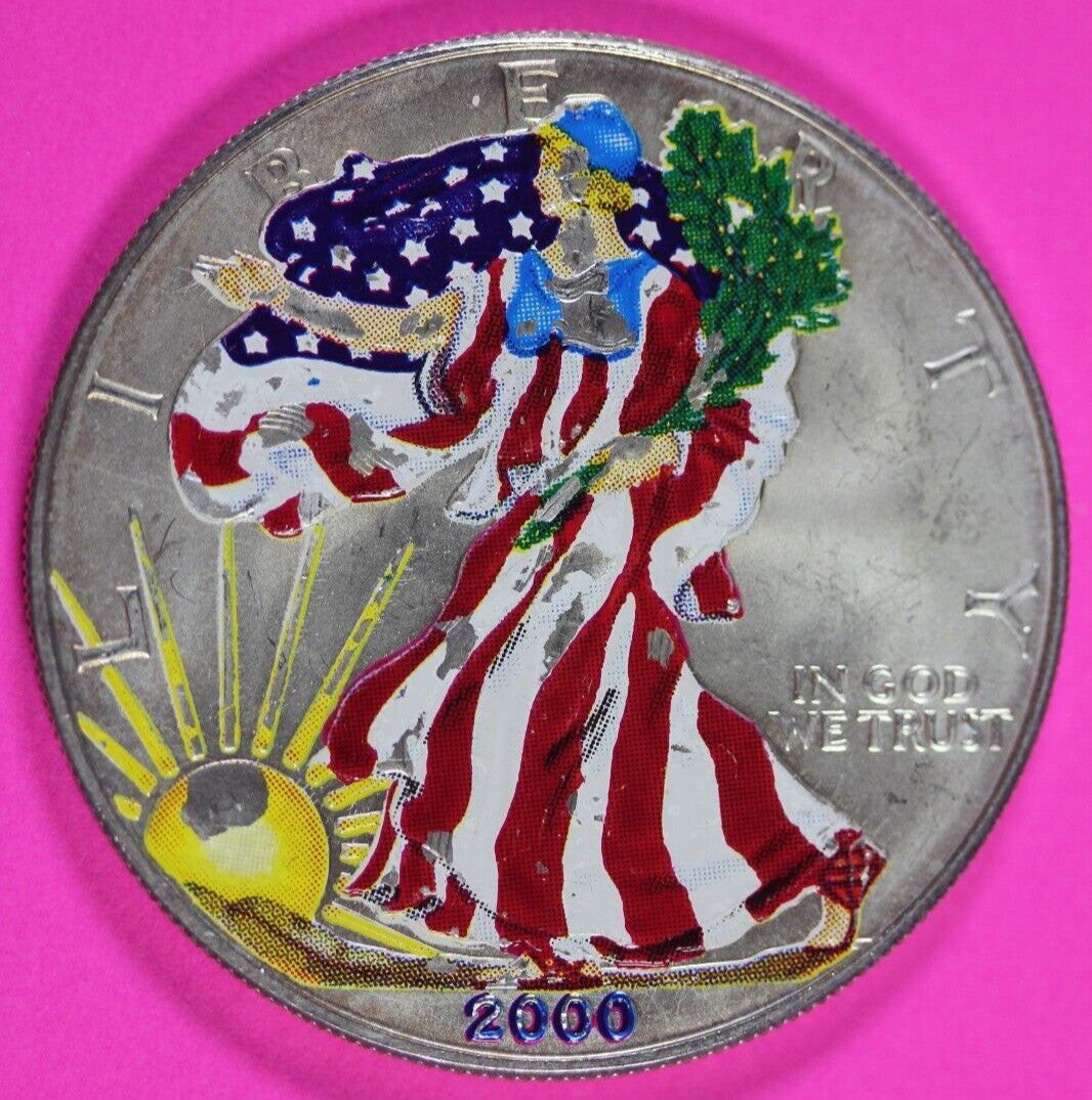 Colorized 2000 American Silver Eagle 1 Ounce .999 Fine Exact Coin Shown 171