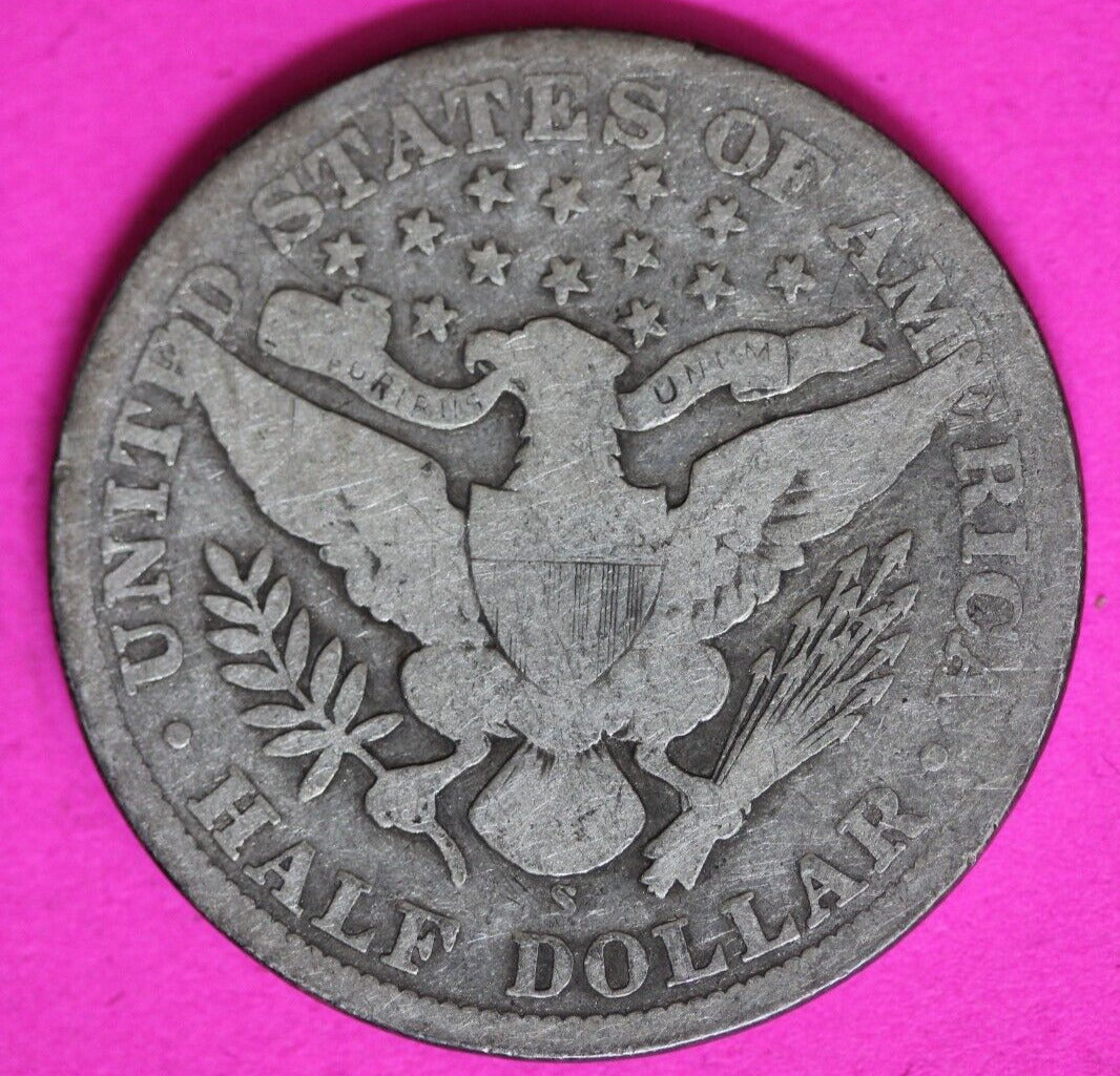 1908 S Barber Liberty Half Dollar Scarce Semi Key Date Coin San Francisco 153
