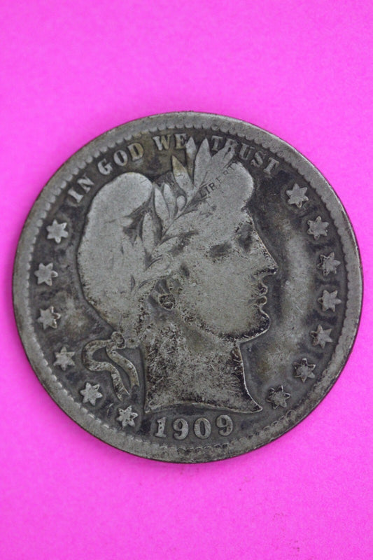 1909 S Barber Liberty Silver Quarter Guaranteed Authentic & Genuine Coin 0600N