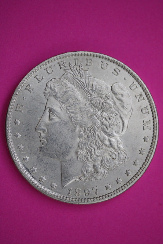 High Grade 1897 P Morgan Silver Dollar Coin Guaranteed Real American Seller 2516