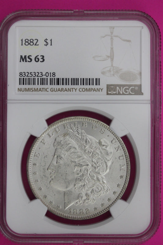 1882 P MS 63 Liberty Morgan Silver Dollar NGC Certified Graded Authentic 1052