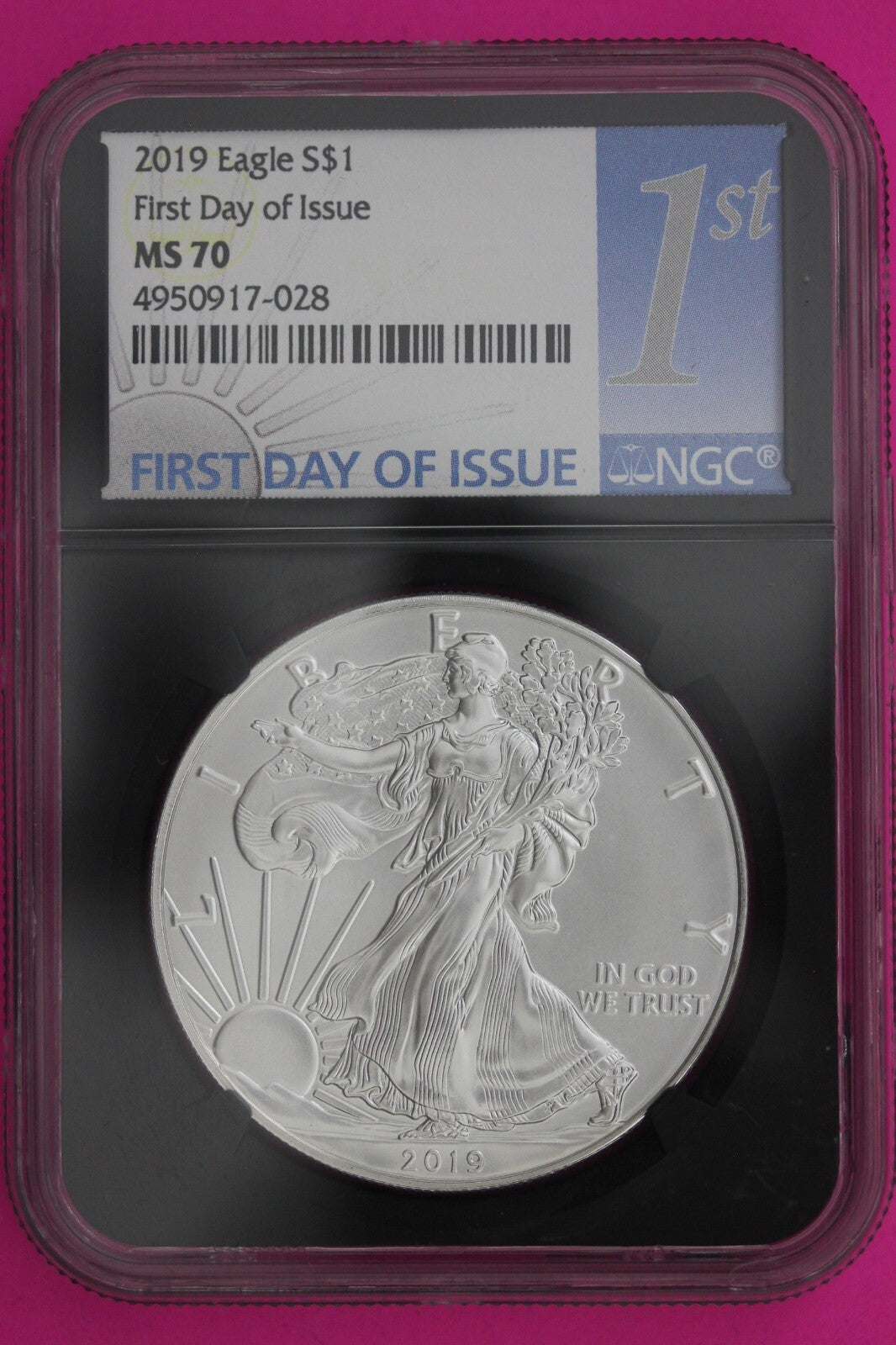 2019 MS 70 Silver Eagle Coin 1 OZ .999 NGC Certified Graded Authentic Slab 547
