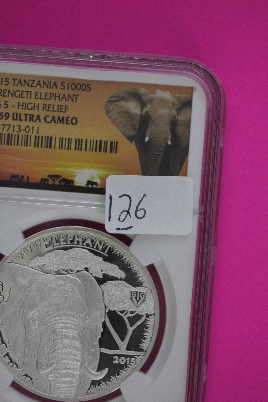 2015 PF 69 Tanzania $1000S Serengeti Elephant Big 5 High Relief NGC Graded 126
