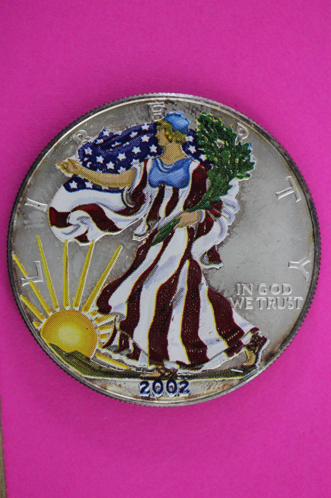 Colorized 2002 American Silver Eagle 1 Ounce .999 Fine Exact Coin Shown N0497