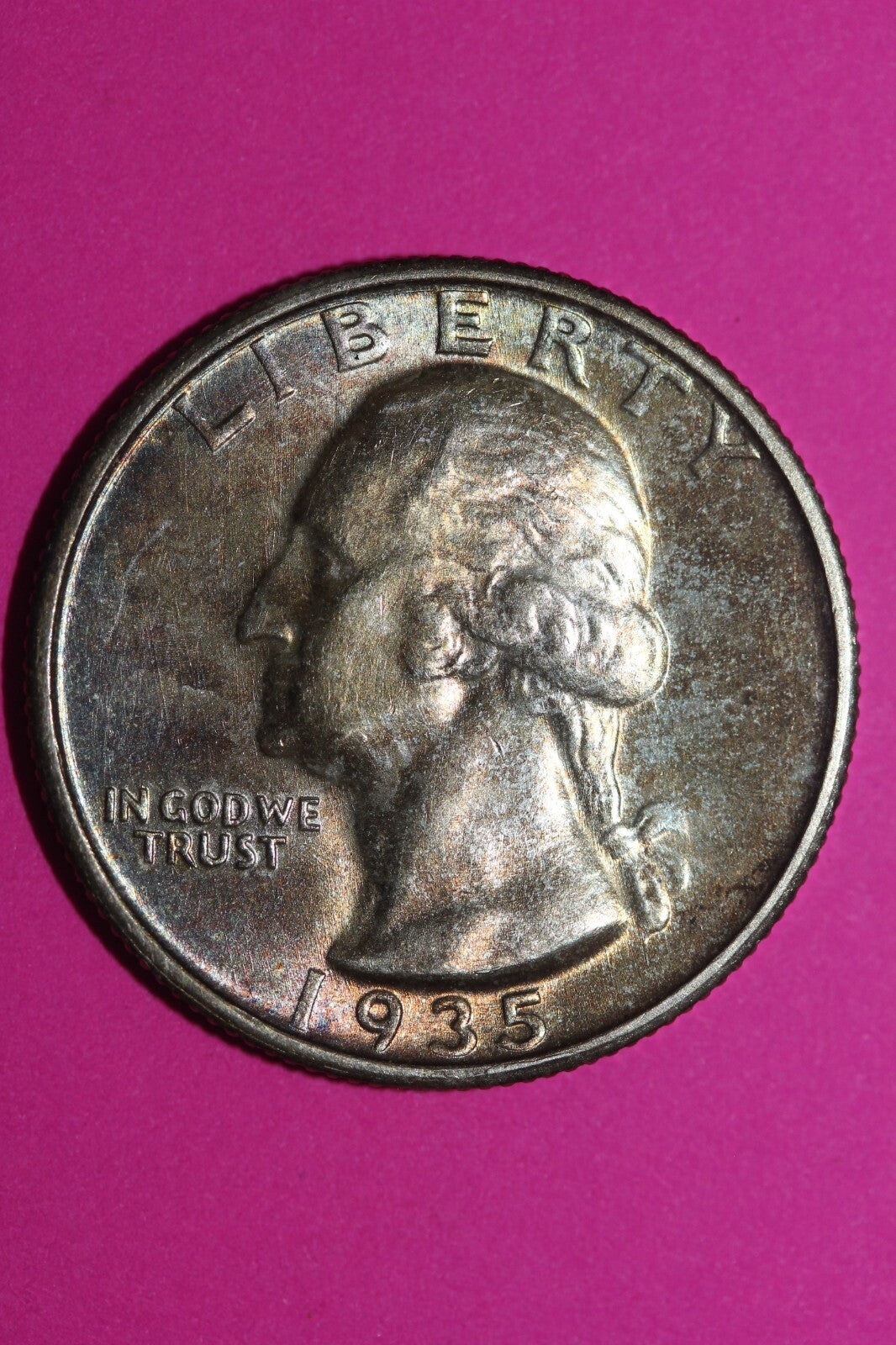 Toned 1935 S George Washington Silver Quarter Coin Guaranteed Authentic 1056