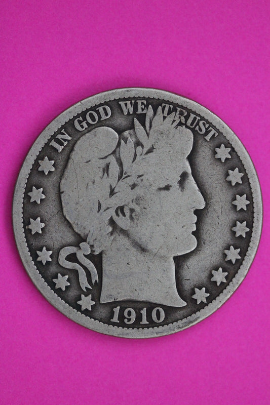 1910 P Barber Liberty Half Dollar Silver Coin Guaranteed Authentic Genuine 1175