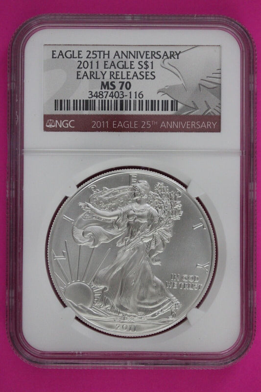 2011 MS 70 Silver American Eagle 25th Anniversary NGC Graded First Releases 276