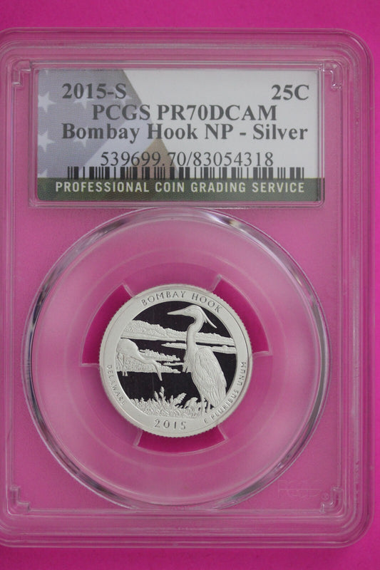 2015 S PR 70 Silver Quarter Bombay Hook ATB Park PCGS Graded Certified Slab 810