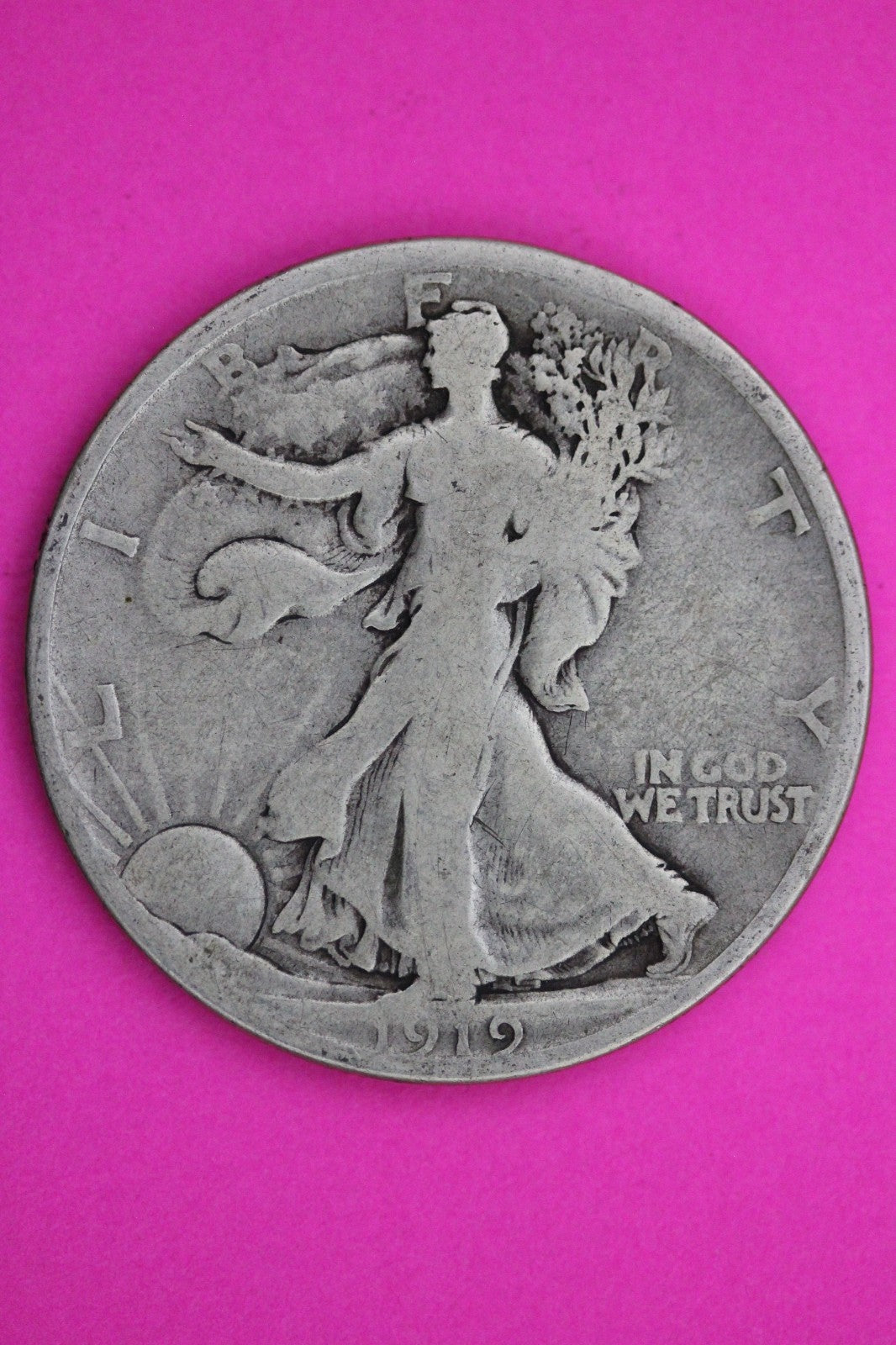 1919 D Walking Liberty Silver Half Dollar Guaranteed Authentic Genuine Coin 2277