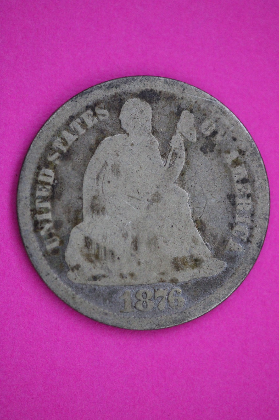1876 P Seated Dime Silver Exact Coin Shown Low Grade Filler Damaged Bent 2772