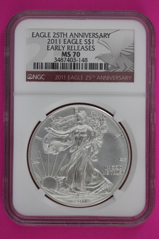 2011 MS 70 Silver American Eagle 25th Anniversary NGC Graded First Releases 291