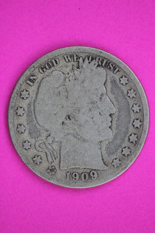 1909 Inverted S Barber Liberty Half Dollar Silver Coin Guaranteed Authentic 1482