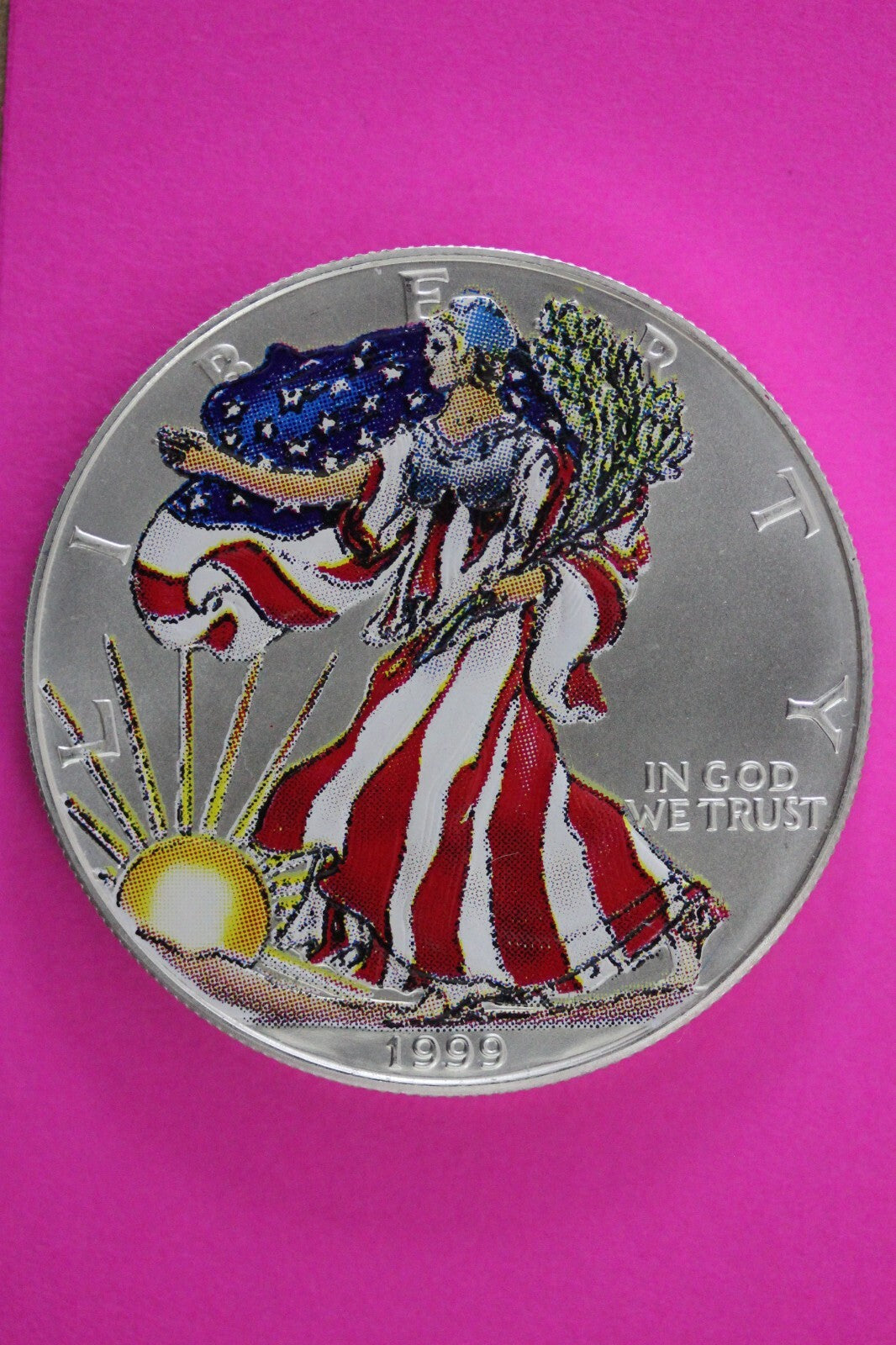 Colorized 1999 American Silver Eagle 1 Ounce .999 Fine Exact Coin Shown N0506