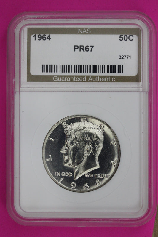 Accented Hair ?? 1964 Proof John F Kennedy Silver Half Dollar Spot Slab 1371