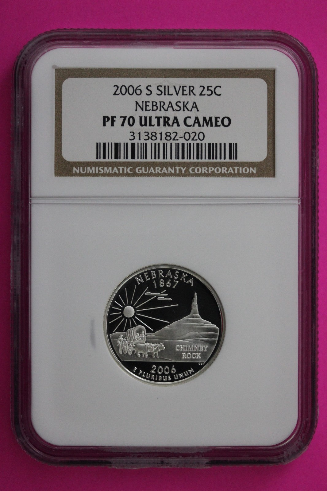 2006 S PF 70 Nebraska Silver State Quarter NGC Certified Authentic Slab 387
